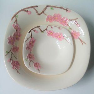 Vintage Metlox Bowl Set, Fruit & Serving Bowls, Poppytrail Peach Blossom, 1950s